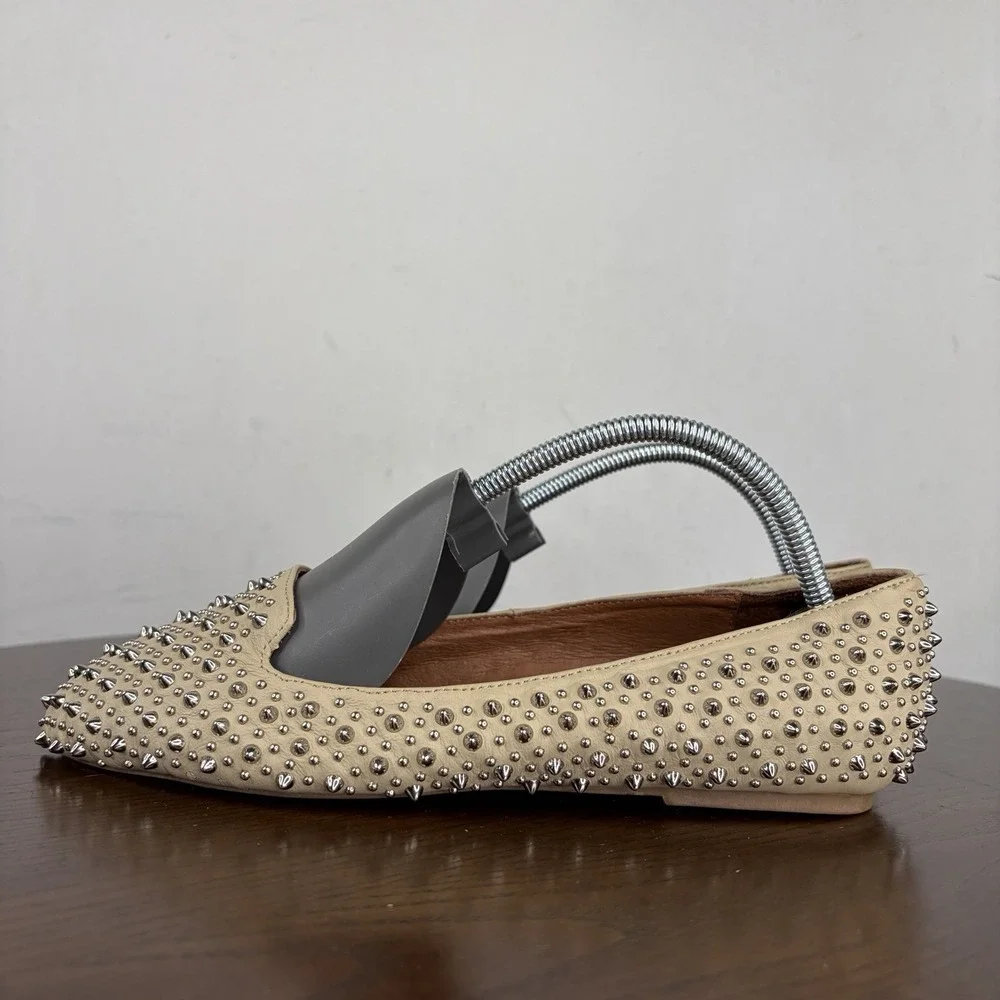 Jeffrey Campbell Martini Loafer Shoes Women's 7.5 Nude Studded Spiked Flats